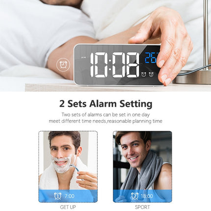 Bedside Alarm Clock Sound Control Mirror LED Music Clock
