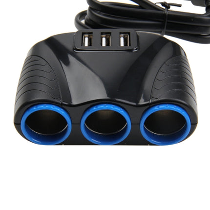 12-24V 3.1A 3 USB Ports & 3 Car Cigarette Lighter Sockets Car Charger