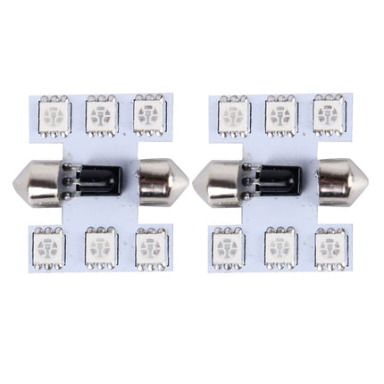 2 PCS Colorful 31MM Bicuspid Remote Control Car Dome Lamp LED Reading Light with 6 LED Lights, 31MM  6 LED Lights