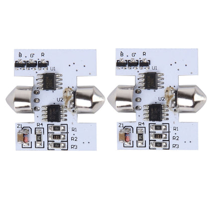 2 PCS Colorful 31MM Bicuspid Remote Control Car Dome Lamp LED Reading Light with 6 LED Lights, 31MM  6 LED Lights