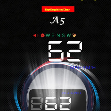 Geyiren A5 HUD 3.5 inch Car Head Up Display with GPS System, Two Mode Display, Light Sensors, KM/h MPH Speed, Compass, Speed Alarm