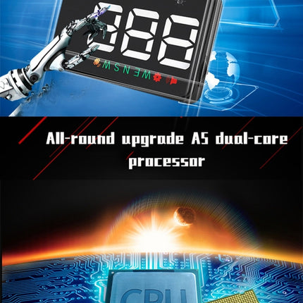 Geyiren A5 HUD 3.5 inch Car Head Up Display with GPS System, Two Mode Display, Light Sensors, KM/h MPH Speed, Compass, Speed Alarm