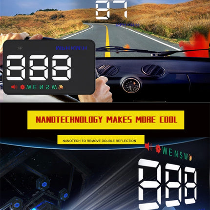 Geyiren A5 HUD 3.5 inch Car Head Up Display with GPS System, Two Mode Display, Light Sensors, KM/h MPH Speed, Compass, Speed Alarm