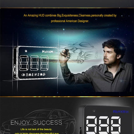 Geyiren A5 HUD 3.5 inch Car Head Up Display with GPS System, Two Mode Display, Light Sensors, KM/h MPH Speed, Compass, Speed Alarm