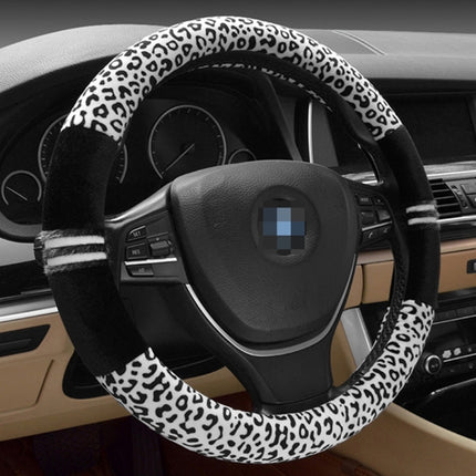 Leopard Grain Steering Wheel Cover, Adaptation Steering Wheel Diameter: 37-38 cm, 37-38cm Beige, 37-38cm Coffee, 37-38cm Black
