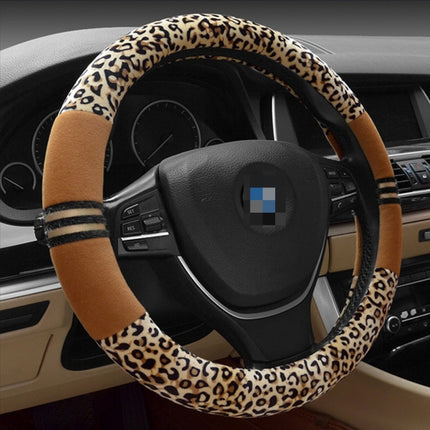 Leopard Grain Steering Wheel Cover, Adaptation Steering Wheel Diameter: 37-38 cm, 37-38cm Beige, 37-38cm Coffee, 37-38cm Black