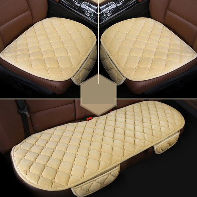 3 PCS / Set Luxurious Warm Car Seat Cover Cushion Universal Front Back Seat Covers Car Non-slip Chair Pad Warm Car Mats No Back Plush Cushion