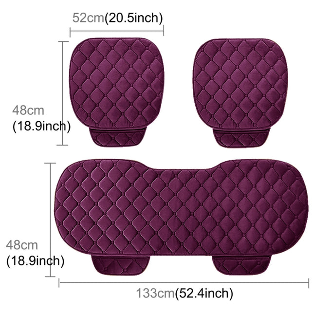 3 PCS / Set Luxurious Warm Car Seat Cover Cushion Universal Front Back Seat Covers Car Non-slip Chair Pad Warm Car Mats No Back Plush Cushion