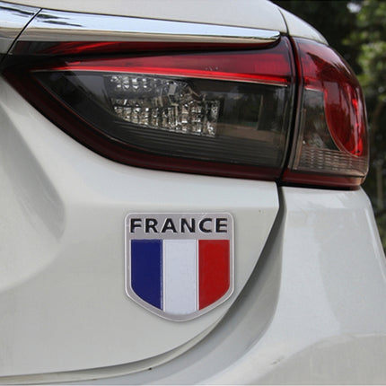 Shield Shape Metal Car Badge Decorative Sticker, Size: Small, French Flag, Italy Flag 2