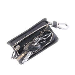 Universal Leather Carbon Fiber Texture Waist Hanging Zipper Wallets Key Holder Bag (No Include Key)