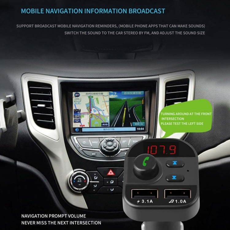 805E Dual USB Charging Bluetooth FM Transmitter MP3 Music Player Car Kit, Support Hands-Free Call  & Read TF Card / U Disk Music, 805E