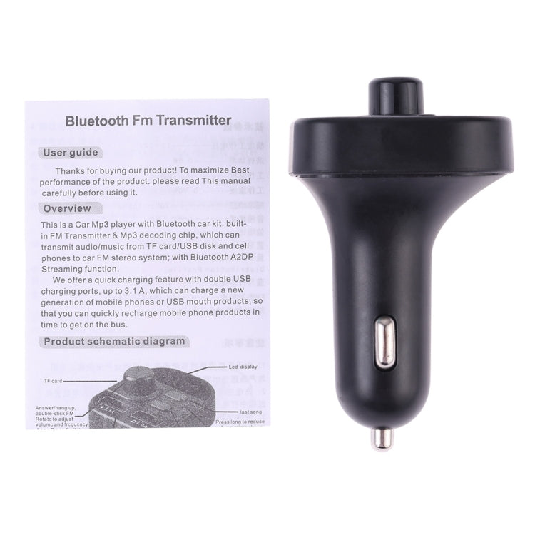 805E Dual USB Charging Bluetooth FM Transmitter MP3 Music Player Car Kit, Support Hands-Free Call  & Read TF Card / U Disk Music, 805E