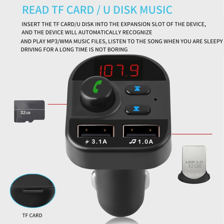 805E Dual USB Charging Bluetooth FM Transmitter MP3 Music Player Car Kit, Support Hands-Free Call  & Read TF Card / U Disk Music, 805E