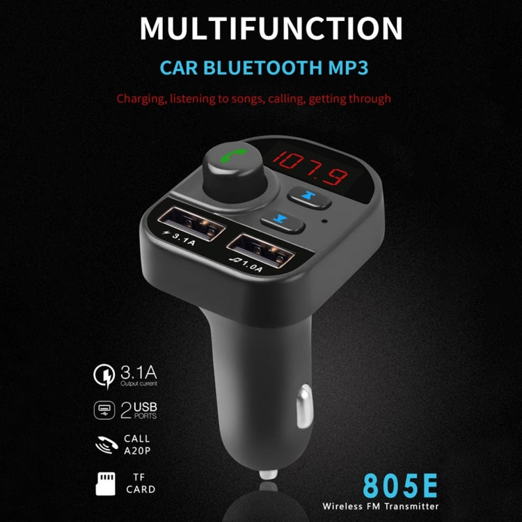 805E Dual USB Charging Bluetooth FM Transmitter MP3 Music Player Car Kit, Support Hands-Free Call  & Read TF Card / U Disk Music, 805E