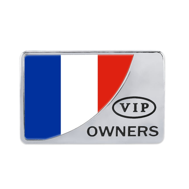 Universal Car France Flag Rectangle Shape VIP Metal Decorative Sticker