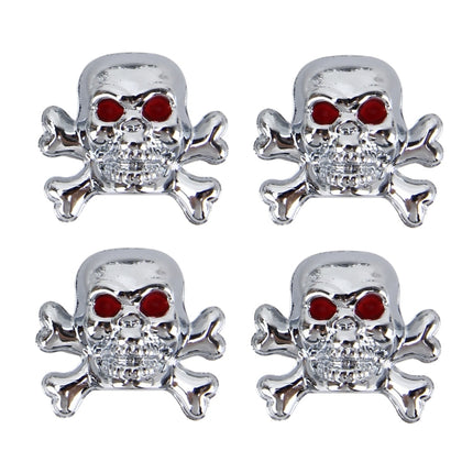 4 PCS Universal Skull Shape Gas Cap Mouthpiece Cover Gas Cap Tire Cap Car Motor Bicycle Tire Valve Caps, Skull Shape