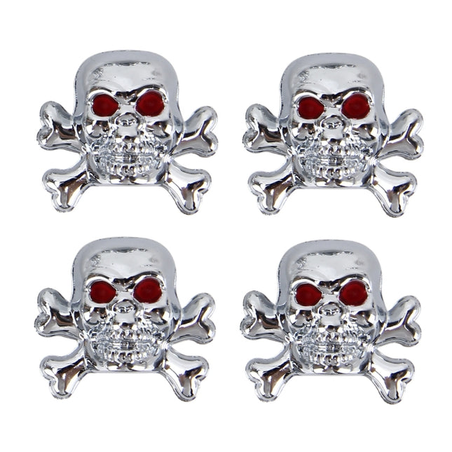 4 PCS Universal Skull Shape Gas Cap Mouthpiece Cover Gas Cap Tire Cap Car Motor Bicycle Tire Valve Caps, Skull Shape