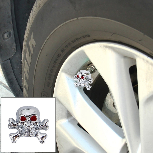 4 PCS Universal Skull Shape Gas Cap Mouthpiece Cover Gas Cap Tire Cap Car Motor Bicycle Tire Valve Caps, Skull Shape