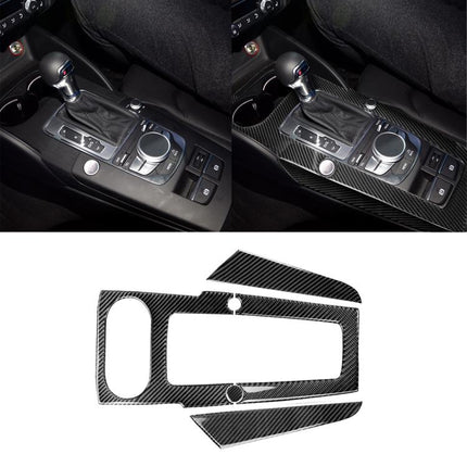 3 PCS Car Carbon Fiber Gear Panel Decorative Sticker for Audi A3, Left Driving