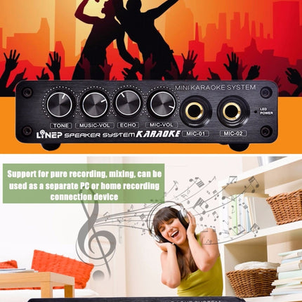 A933 Mini Karaoke Machine System Sound Mixer Amplifier for PC / TV / Mobile Phones, Support RCA in / 2 Channel Mic in, A933