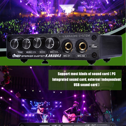 A933 Mini Karaoke Machine System Sound Mixer Amplifier for PC / TV / Mobile Phones, Support RCA in / 2 Channel Mic in, A933