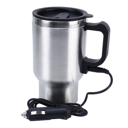 Stainless Steel Electric Smart Mug 12V Car Electric Kettle Heated Mug Car Coffee Cup With Charger Cigarette Lighter Heating Cup Kettle Vacuum Insulated Water Heater Mug