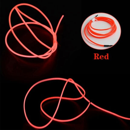 YouOKLight Neon EL Cold Round Flexible Strip Light with 3V Battery Box for Dance Party Car Decoration, Length: 3m, 3M Blue Light, 3M Grenn Light, 3M Red Light