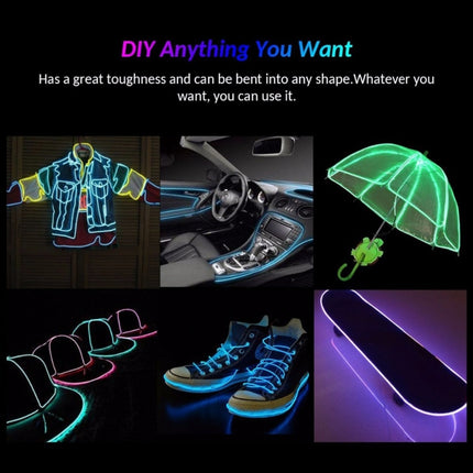 YouOKLight Neon EL Cold Round Flexible Strip Light with 3V Battery Box for Dance Party Car Decoration, Length: 3m, 3M Blue Light, 3M Grenn Light, 3M Red Light