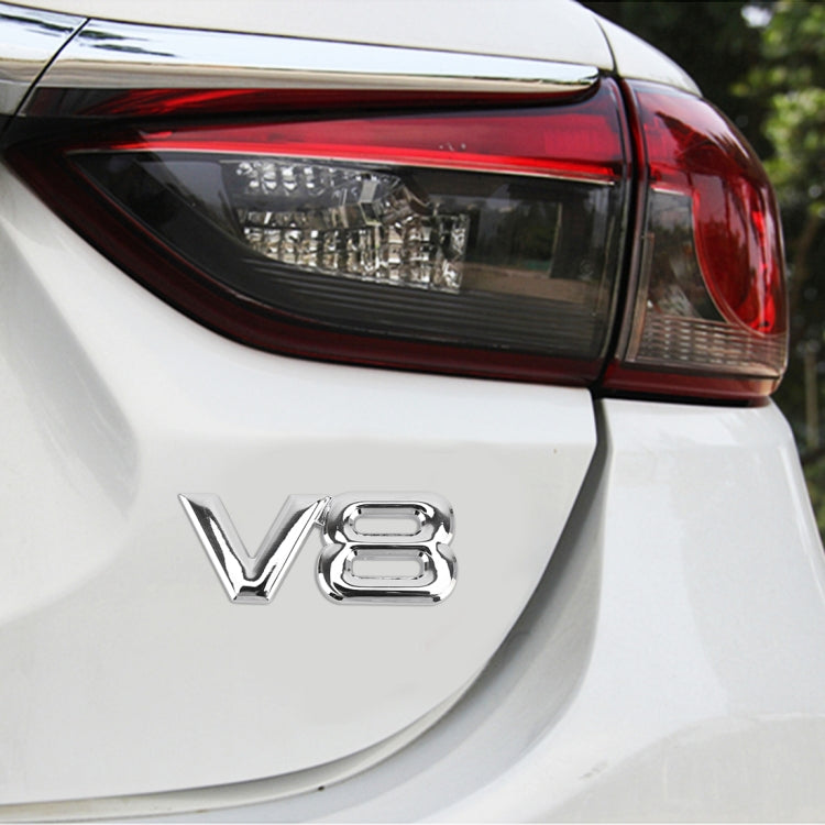 V8 Connect Shape Car Metal Body Decorative Sticker, Size : L