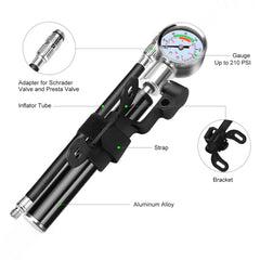 Portable High Pressure Pump Bicycle Pump Mini Mountain Bike Pump + Glue-free Tire Repair Box, Bicycle Pump + Glue-free Tire Repair Box