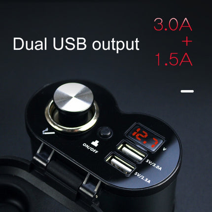 Portable Motorcycle Aluminum Alloy Dual USB Charger Cigarette Lighter
