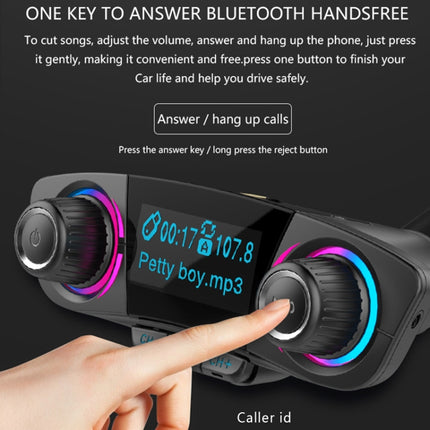 BT06 Dual USB Charging Smart Bluetooth 4.0 + EDR FM Transmitter MP3 Music Player Car Kit with 1.3 inch LED Screen, Support Bluetooth Call, TF Card & U Disk, BT06
