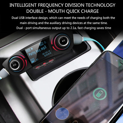 BT06 Dual USB Charging Smart Bluetooth 4.0 + EDR FM Transmitter MP3 Music Player Car Kit with 1.3 inch LED Screen, Support Bluetooth Call, TF Card & U Disk, BT06