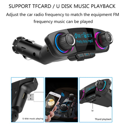 BT06 Dual USB Charging Smart Bluetooth 4.0 + EDR FM Transmitter MP3 Music Player Car Kit with 1.3 inch LED Screen, Support Bluetooth Call, TF Card & U Disk, BT06