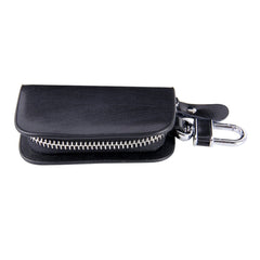 Universal Leather Wood Grain Texture Waist Hanging Zipper Wallets Key Holder Bag (No Include Key)