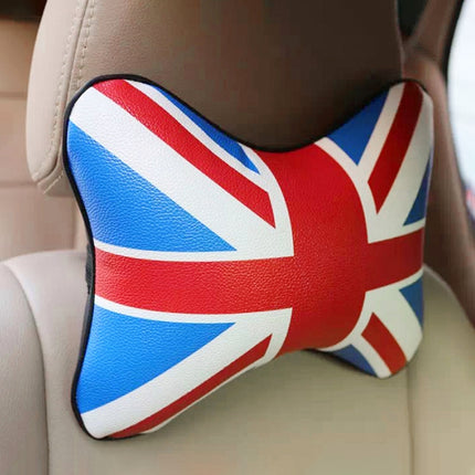 2 PCS UK Flag Pattern Car Headrest Bone Pillow