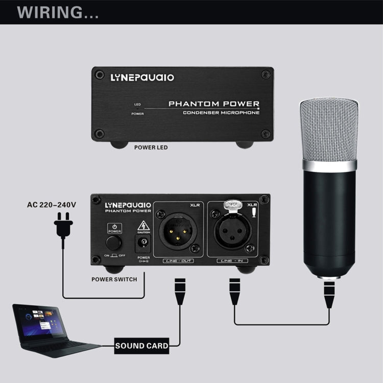 LINEPAUDIO A963 48V Pro Condenser Microphone Phantom Power Source, A963
