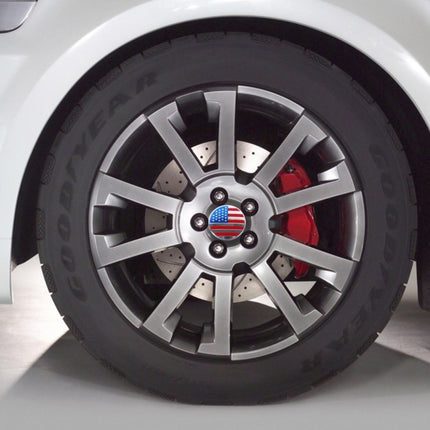 4 PCS USA Flag Metal Car Sticker Wheel Hub Caps Centre Cover Decoration
