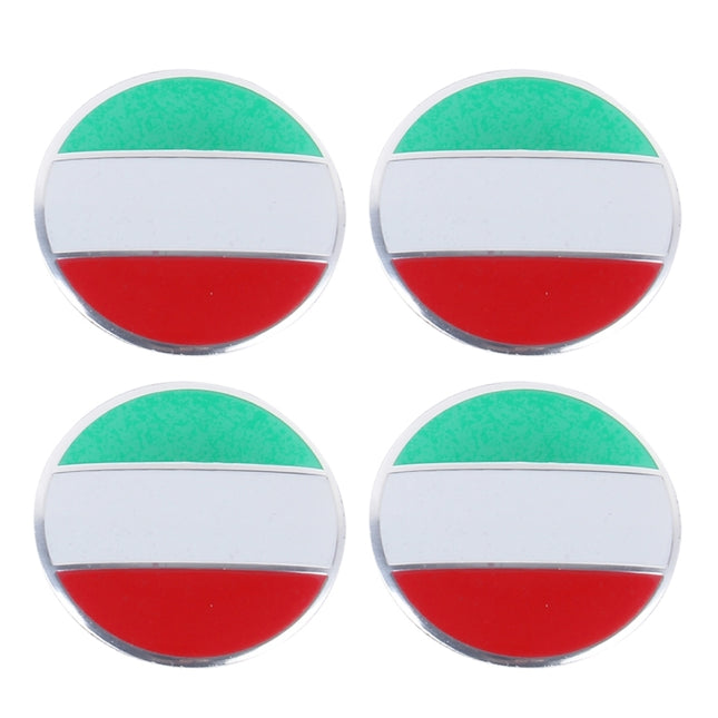 4 PCS Italy Flag Metal Car Sticker Wheel Hub Caps Centre Cover Decoration