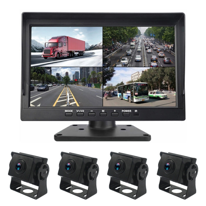 PZ612-4AHD IP67 120 Degree Car AHD 1080P 2 Megapixels 10 inch 4-Way Rearview Mirror Monitor, Night Vision Full Color, with Video Function, PZ612-4AHD