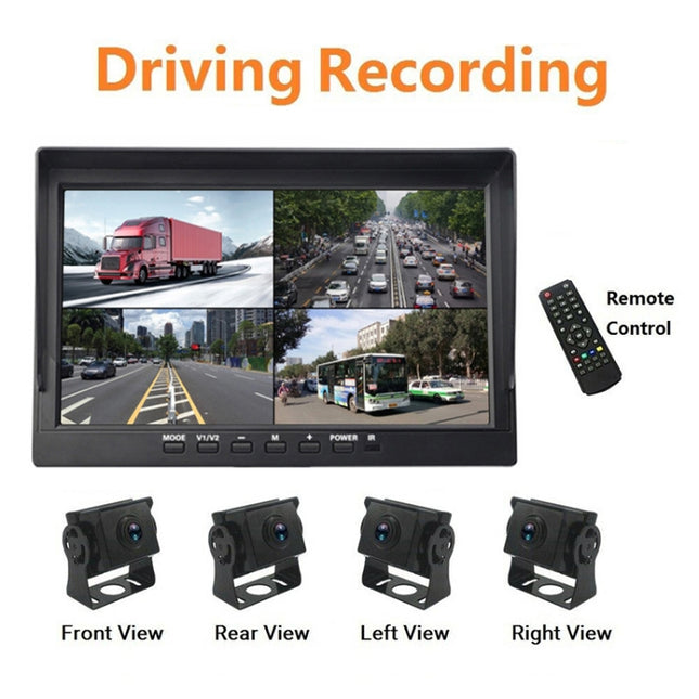 PZ612-4AHD IP67 120 Degree Car AHD 1080P 2 Megapixels 10 inch 4-Way Rearview Mirror Monitor, Night Vision Full Color, with Video Function, PZ612-4AHD