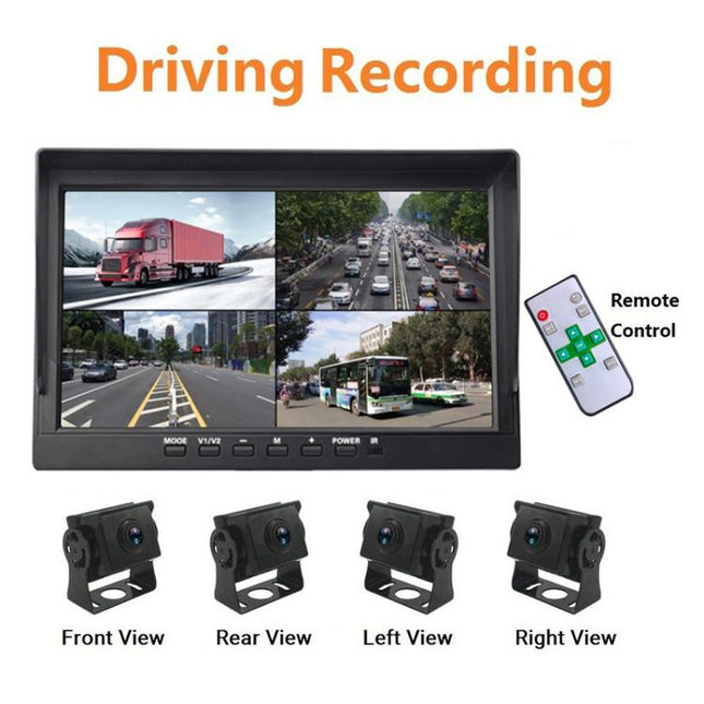 PZ612-4AHD IP67 120 Degree Car AHD 1080P 2 Megapixels 10 inch 4-Way Rearview Mirror Monitor, Night Vision Full Color, with Video Function, PZ612-4AHD