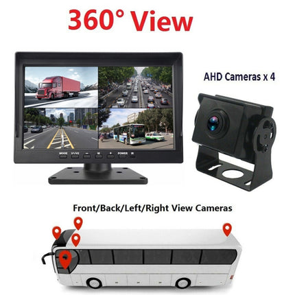 PZ612-4AHD IP67 120 Degree Car AHD 1080P 2 Megapixels 10 inch 4-Way Rearview Mirror Monitor, Night Vision Full Color, with Video Function, PZ612-4AHD