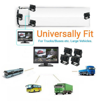 PZ612-4AHD IP67 120 Degree Car AHD 1080P 2 Megapixels 10 inch 4-Way Rearview Mirror Monitor, Night Vision Full Color, with Video Function, PZ612-4AHD