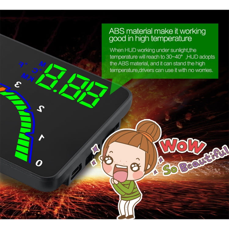 T100 OBD2 4 inch Vehicle-mounted Head Up Display Security System, Support Car Speed / Engine Revolving Speed Display / Instantaneous Fuel Consumption / Detection and Elimination Fault Code