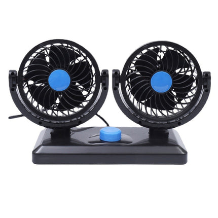 HUXIN HX-T303 6.5W 360 Degree Adjustable Rotation Two Head Low Noise Mini Electric Car Fan, DC12V, HX-T303