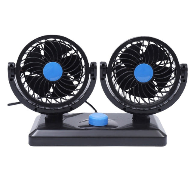HUXIN HX-T303 6.5W 360 Degree Adjustable Rotation Two Head Low Noise Mini Electric Car Fan, DC12V, HX-T303