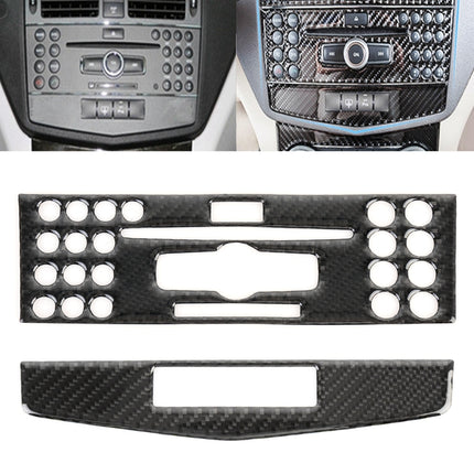 2 PCS Car CD Adjustment Frame Carbon Fiber Decorative Sticker for Mercedes-Benz W204 2007-2010
