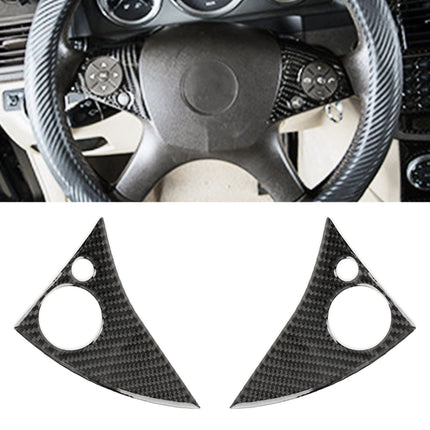 2 PCS Car Steering Wheel Button Carbon Fiber Decorative Sticker for Mercedes-Benz W204 2007-2010