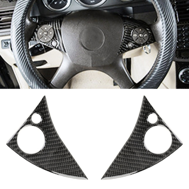 2 PCS Car Steering Wheel Button Carbon Fiber Decorative Sticker for Mercedes-Benz W204 2007-2010